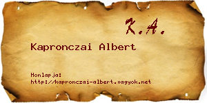 Kapronczai Albert névjegykártya